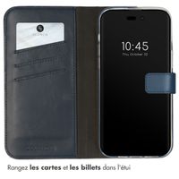 Selencia Étui portefeuille en cuir véritable Apple iPhone 14 Pro Max - Bleu