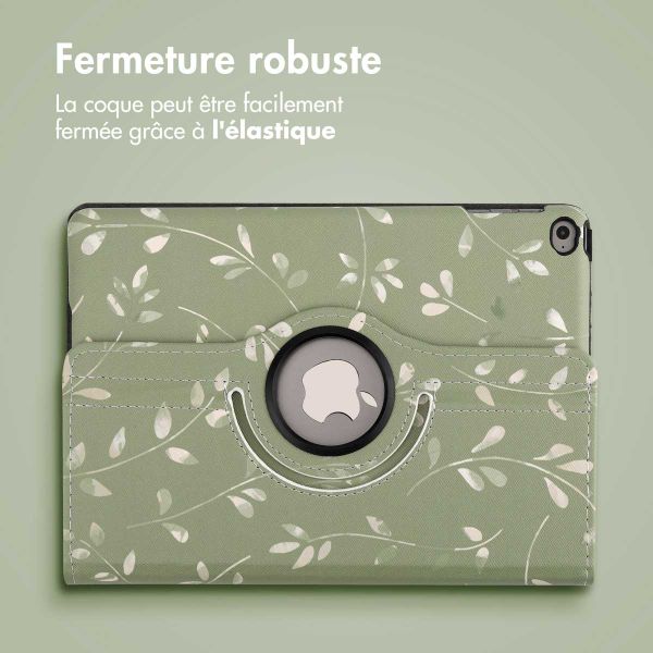 imoshion Coque tablette Design rotatif à 360° Apple iPad 6 (2018) 9.7 pouces / iPad 5 (2017) 9.7 pouces - Green Flowers