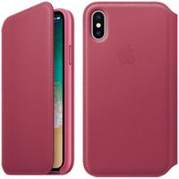 Apple Étui de télephone portefeuille Leather Folio Apple iPhone X / Xs - Berry