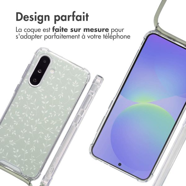imoshion Coque Design avec cordon Samsung Galaxy A26 - Smoke Green Flowers