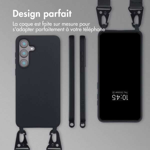 Selencia Coque silicone avec cordon amovible Samsung Galaxy S25 FE - Noir
