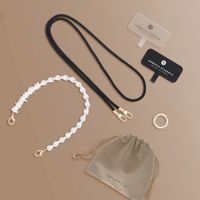 Selencia Ensemble de cordons pour téléphone avec perles et coquillages - Midnight Black
