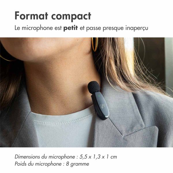 imoshion MultiMic Pack Duo Microphone avec Boîtier de Charge - Microphone à Cravate - Sans fil - 3,5 mm AUX / USB-C / Lightning