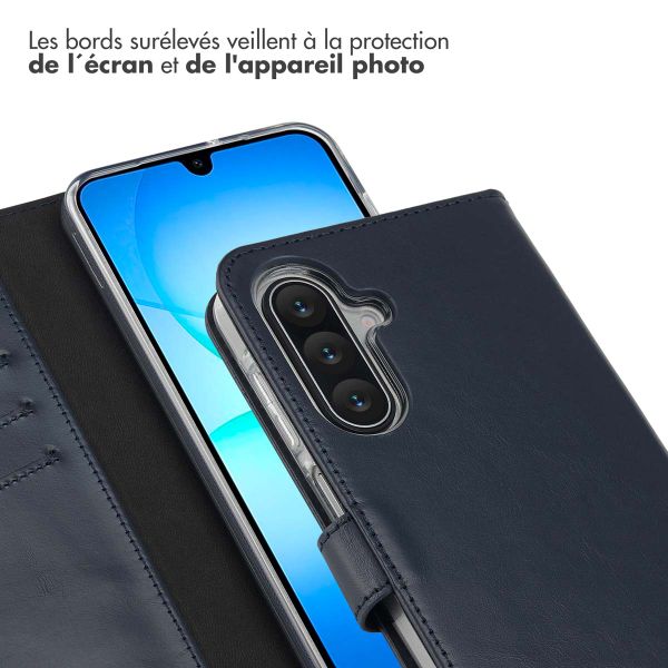 Selencia Étui portefeuille en cuir véritable Samsung Galaxy A17 (5G) / (4G) - Bleu