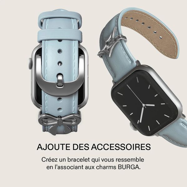 Burga Bracelet en cuir véritable  - Apple Watch | 44/45/46/49 mm / Connexion universelle 20 mm - Dream / Silver