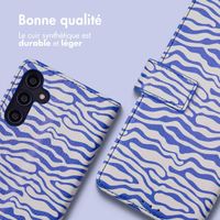 imoshion Étui de télephone portefeuille Design Samsung Galaxy A14 (5G/4G) - White Blue Stripes