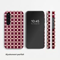 Selencia Coque arrière Vivid avec MagSafe Samsung Galaxy S25 - Check This Burgundy