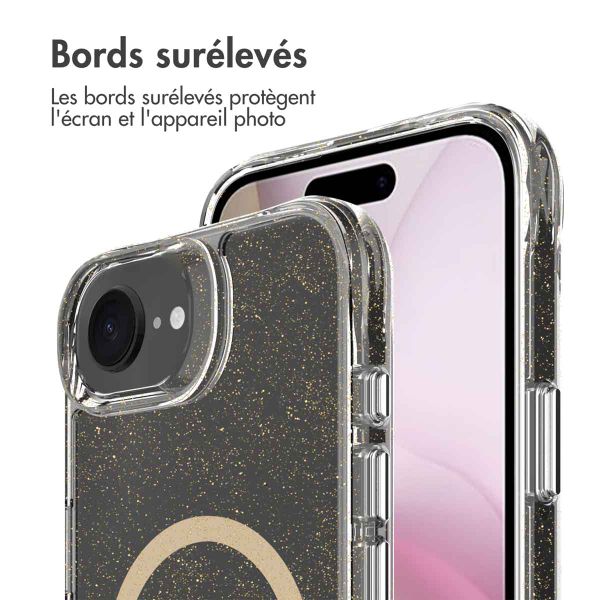 imoshion Coque arrière transparente Pailletée avec MagSafe Apple iPhone 17e / 16e - Doré