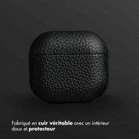 Accezz Coque en cuir véritable  Apple Airpods 4 - Noir