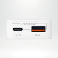 Accezz Chargeur GaN Ultra Slim - USB-C + USB-A - 30 W - Blanc