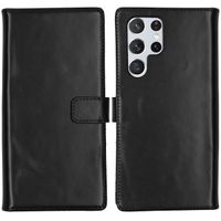 Selencia Étui portefeuille en cuir véritable Samsung Galaxy S22 Ultra - Noir