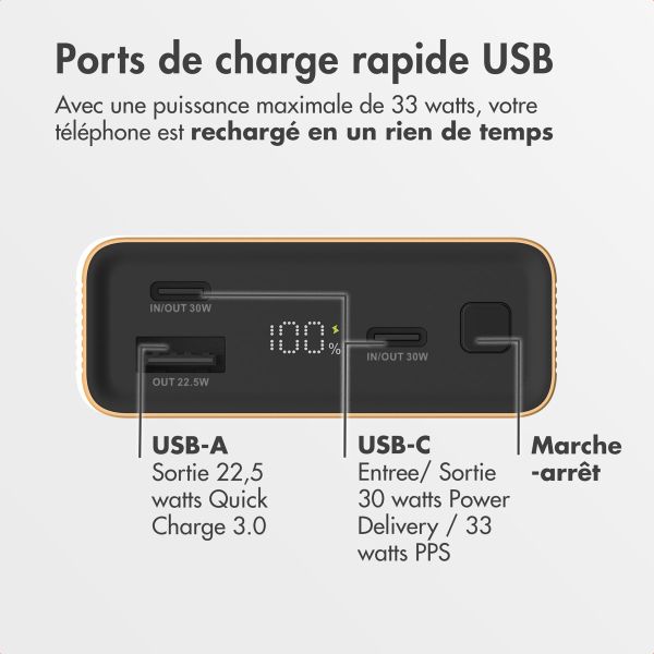 imoshion Ultra Series Aluminium Batterie externe 20.000 mAh - Charge rapide jusqu'à 33 watts - Gold