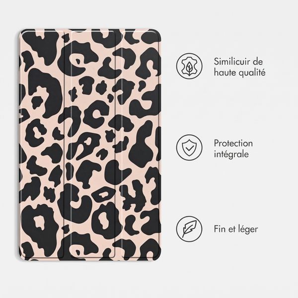 imoshion Coque tablette Design Trifold Apple iPad 11 (2025) 11 pouces A16 / iPad 10 (2022) 10.9 pouces - Leopard