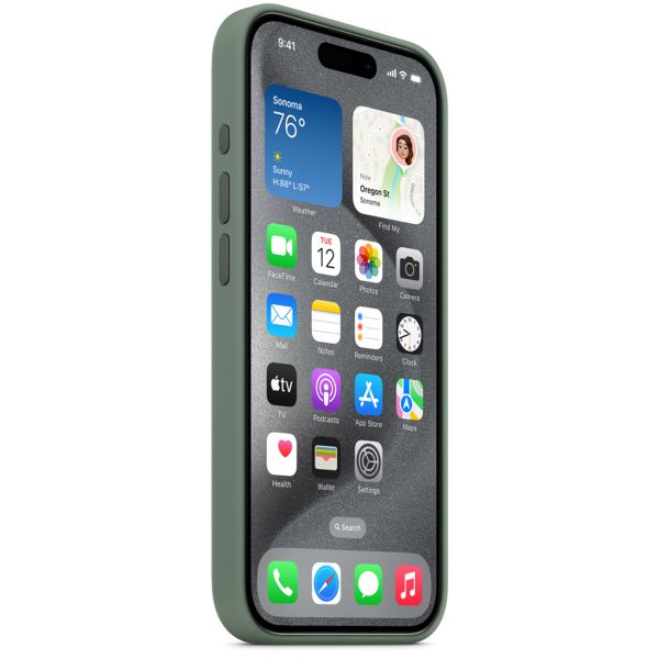 Apple Coque en silicone MagSafe Apple iPhone 15 Pro - Cypress