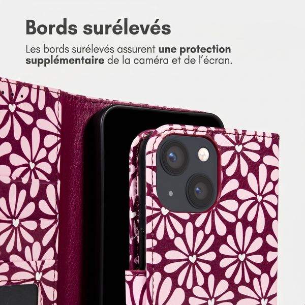 imoshion Étui de télephone portefeuille Design Apple iPhone 15 - Bloom Love Blush