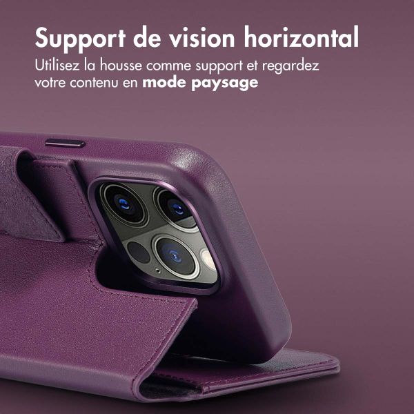 Accezz Étui de télephone portefeuille en cuir 2-en-1 avec MagSafe Apple iPhone 14 Pro - Heath Purple