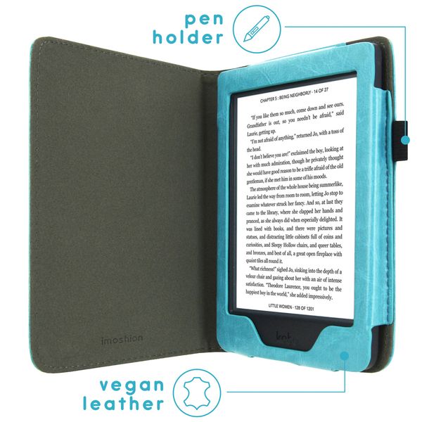 imoshion Étui de liseuse portefeuille en cuir végan Kobo Nia - Bleu clair