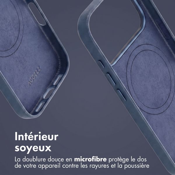 Accezz Coque arrière en cuir avec MagSafe Apple iPhone 18 Pro / 17 Pro - Nightfall Blue