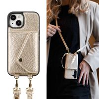 Selencia Coque de télephone Sera avec cordon et porte-cartes enveloppe Apple iPhone 15 - Champagne