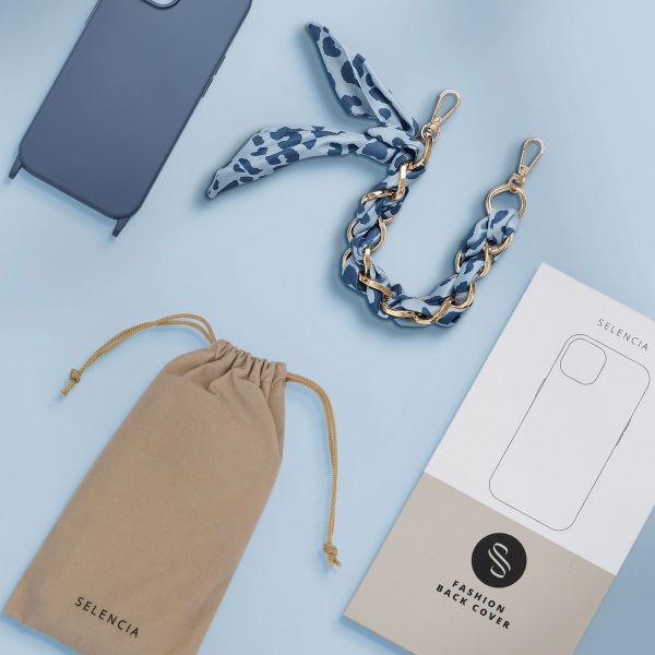 Selencia Coque avec dragonne de luxe Apple iPhone 15 Pro - Bleu