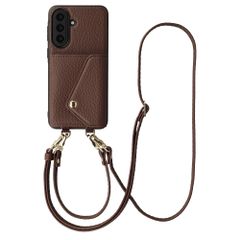 Selencia Coque de télephone Sera avec cordon et porte-cartes enveloppe Samsung Galaxy A57 (5G) - Chocolate Brown