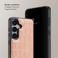 Selencia Coque de télephone Nova Croco avec cordon et porte-cartes Samsung Galaxy S24 - Old Pink