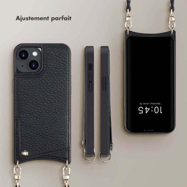Selencia Coque de télephone Nova avec cordon et porte-cartes Apple iPhone 14 - Noir