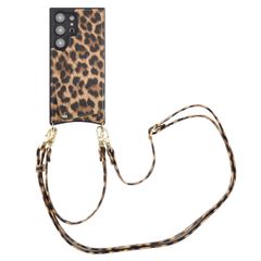 Selencia Coque de télephone Nova avec cordon et porte-cartes Samsung Galaxy S24 Ultra - Leopard