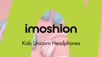 imoshion Casque sans fil pour enfants Unicorn LED Light - Limiteur de décibels - Avec câble AUX - Soft Blue / Yellow