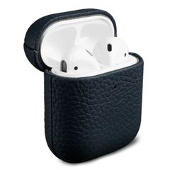 Accezz Coque en cuir véritable  Apple Airpods 1 / 2 - Bleu foncé