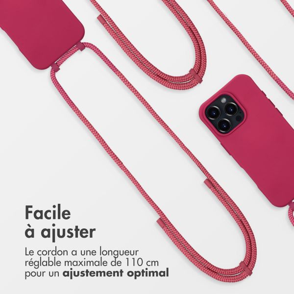 imoshion Coque arrière Color avec cordon amovible et MagSafe Apple iPhone 16 Pro - Raspberry