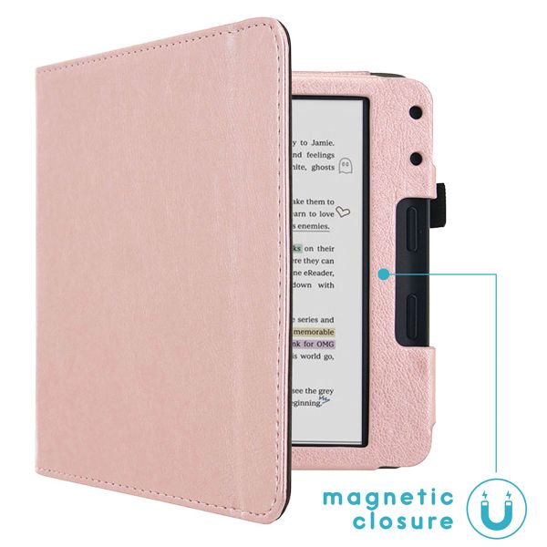 imoshion Étui de liseuse portefeuille en cuir végan Kobo Libra Colour - Rose Doré