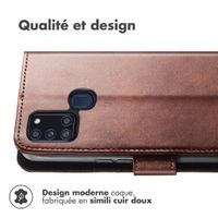 imoshion Étui de télephone portefeuille de luxe Samsung Galaxy A21s - Marron foncé