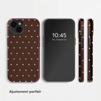 Selencia Coque arrière Vivid Apple iPhone 14 - Happy Dots Chocolate