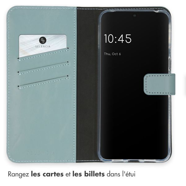 Selencia Étui portefeuille en cuir véritable Google Pixel 8 Pro - Air Blue