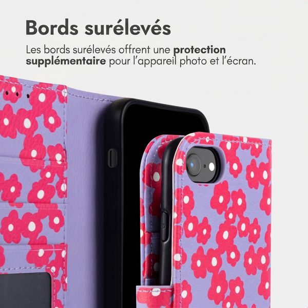 imoshion Étui de télephone portefeuille Design Apple iPhone SE (2022 / 2020) / 8 / 7 / 6(s) - Dusty Rose Blossoms