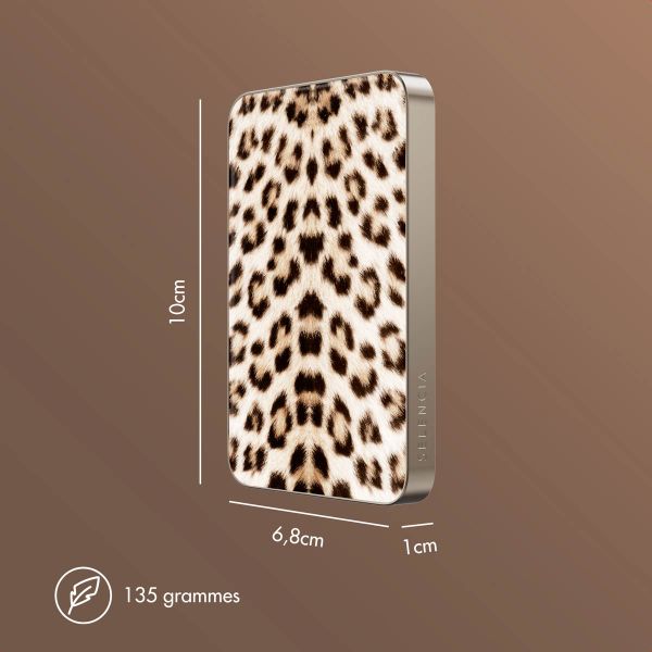 Selencia Powerbank Vivid 5 000 mAh - MagSafe et Qi - Desert Gold / Leopard