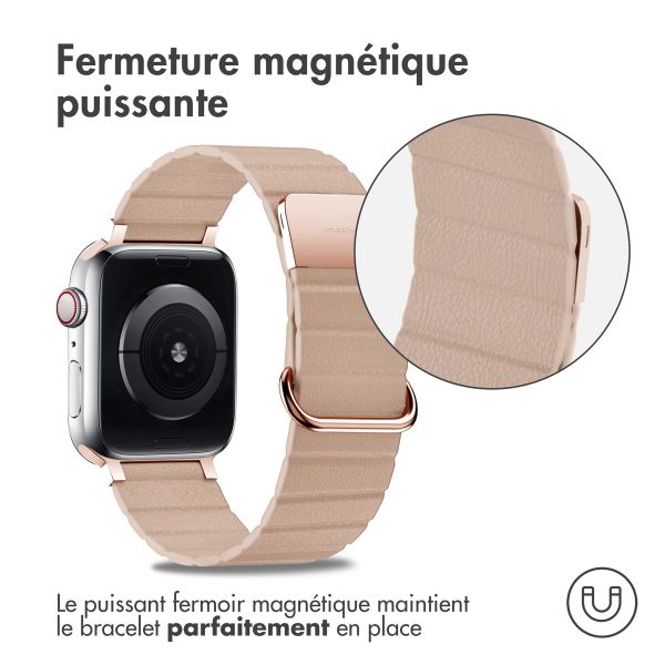 imoshion Bracelet en cuir magnétique Apple Watch | 38/40/41/42 mm - Beige
