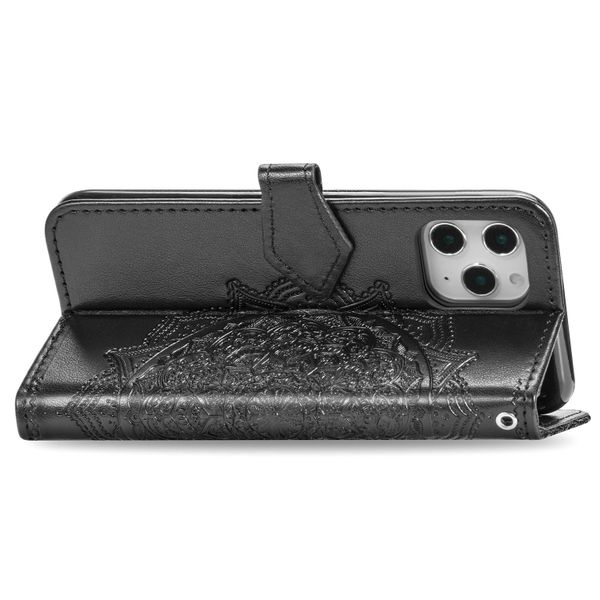 Etui de télephone portefeuille Mandala Apple iPhone 12 (Pro) - Noir