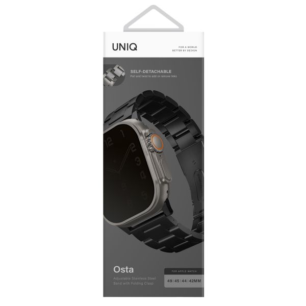 Uniq Bracelet Osta en acier avec maillons auto-ajustables Apple Watch | 44/45/46/49 mm - Midnight Black