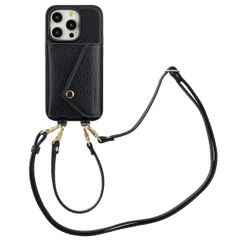 Selencia Coque de télephone Sera avec cordon et porte-cartes enveloppe Apple iPhone 14 Pro - Noir