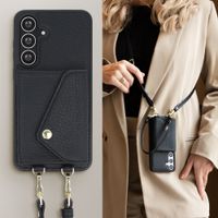 Selencia Coque de télephone Sera avec cordon et porte-cartes enveloppe Samsung Galaxy S25 FE - Noir