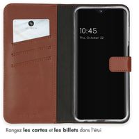 Selencia Étui portefeuille en cuir véritable Samsung Galaxy A25 (5G) - Marron clair