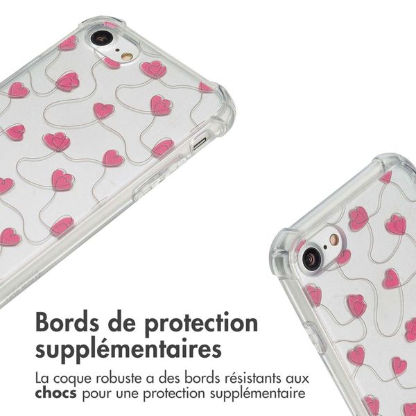 imoshion Coque Design avec cordon Apple iPhone SE (2022 / 2020) / 8 / 7 - Dusty Rose Connected Hearts