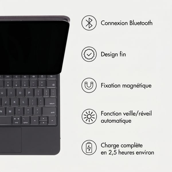Accezz Clavier Bluetooth magnétique Apple iPad 11 (2025) 11 pouces A16 / iPad 10 (2022) 10.9 pouces - QWERTY / NL - Noir