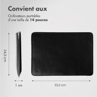 Accezz Pochette ordinateur cuir 14 pouces - Noir