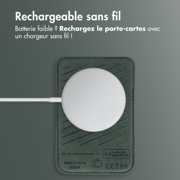 Accezz Porte-cartes en cuir magnétique - Compatible avec Apple Find My - Cedar Green