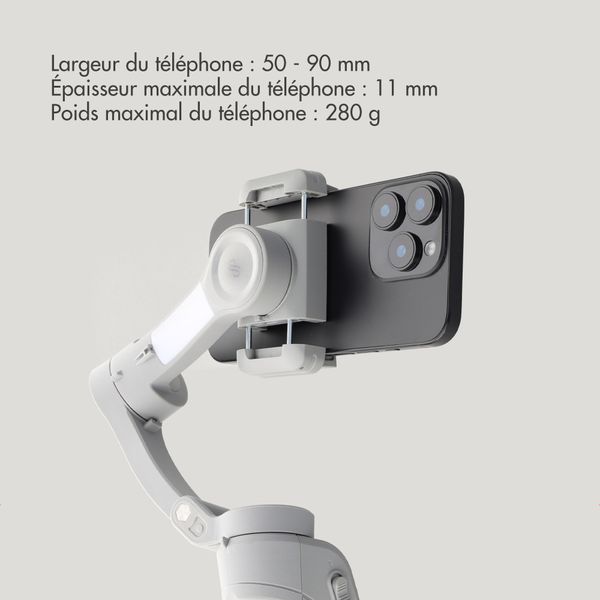 Selencia Stabilisateur Gimbal avec éclairage LED - Suivi intelligent - Trépied - Cosy Grey