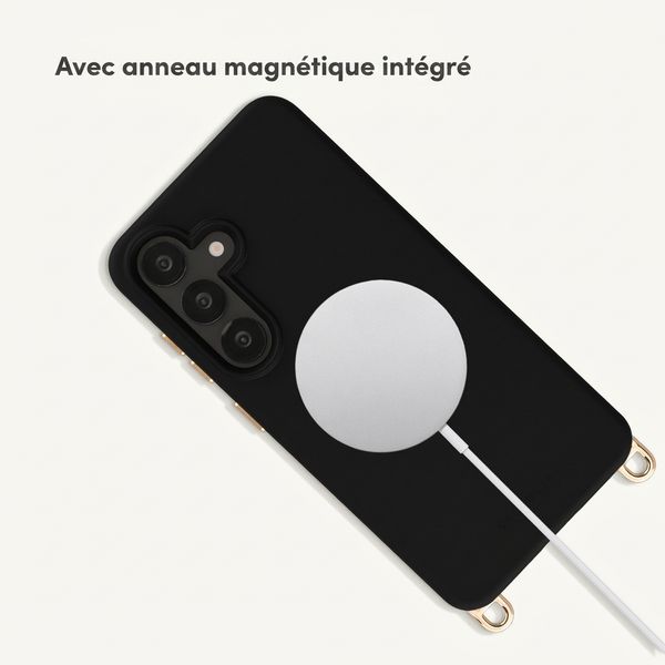 Selencia Coque arrière Rivièra avec MagSafe avec crochets amovibles Samsung Galaxy S25 / S24 - Velvet Black