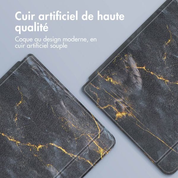 imoshion Design Slim Hard Sleepcover avec support Kobo Libra 2 / Tolino Vision 6 - Black Marble